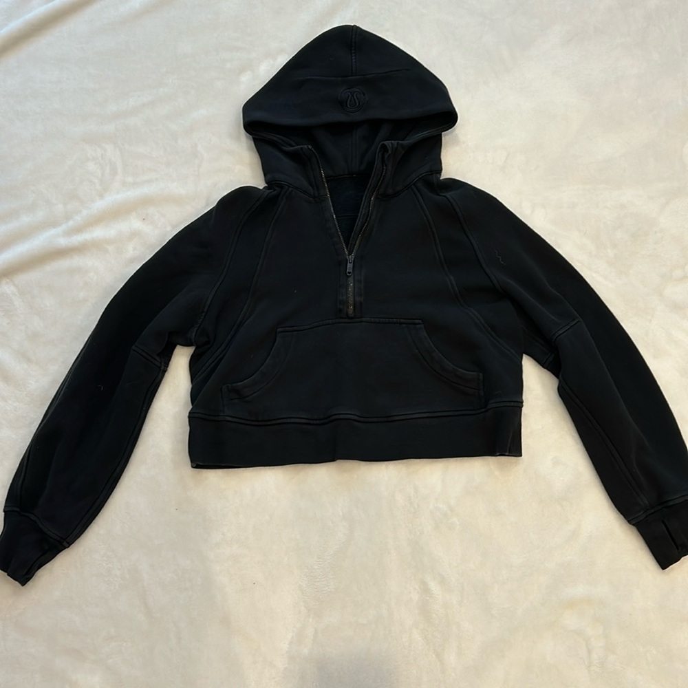 lululemon athletica Black Cropped Half-Zip Hoodie